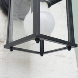 Valuelights Allgreave Modern Ip23 Rated Black Metal And Glass Outdoor Security Wall Light Lantern - thumbnail 6