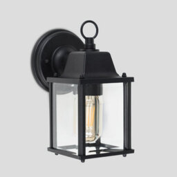 Valuelights Allgreave Modern Ip23 Rated Black Metal And Glass Outdoor Security Wall Light Lantern - thumbnail 4