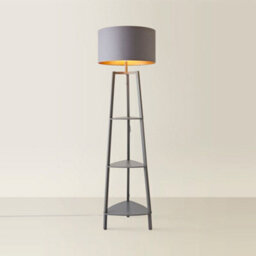 Valuelights Hiru Grey 3 Tier Shelf Floor Lamp With Metallic Copper Inner Shade - thumbnail 4