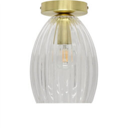 First Choice Lighting Set Of 2 Birch - Clear Fluted Glass Satin Brass Ceiling Light Fittings - thumbnail 2