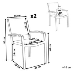Beliani Set Of 2 Garden Chairs Pereta Metal Grey - thumbnail 3