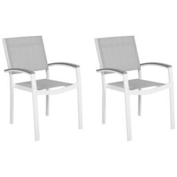 Beliani Set Of 2 Garden Chairs Pereta Metal Grey - thumbnail 1