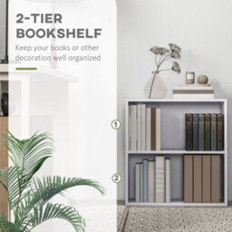 Wyld Haus Ralafi Wood White 2-Tier Low Bookcase With Adjustable Shelf, 60 X 24 X 63 Cm - thumbnail 5