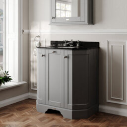Hudson Reed Floor Standing 3-Door Angled Vanity Unit With 3 Tap Hole Black Marble Top & Basin, Storm Grey, 786X470mm - thumbnail 4