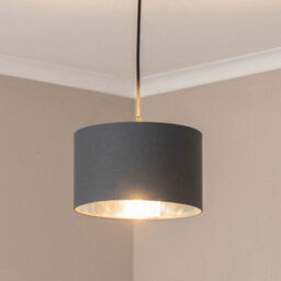 Valuelights Reni Charcoal & Silver Inner Drum Ceiling Lamp Shade And Bulb (D)25Cm - thumbnail 1