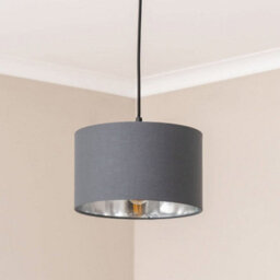 Valuelights Reni Charcoal & Silver Inner Drum Ceiling Lamp Shade And Bulb (D)25Cm - thumbnail 3