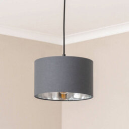 Valuelights Reni Charcoal & Silver Inner Drum Ceiling Lamp Shade And Bulb (D)25Cm - thumbnail 2