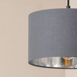 Valuelights Reni Charcoal & Silver Inner Drum Ceiling Lamp Shade And Bulb (D)25Cm - thumbnail 4