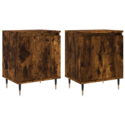Berkfield Elegant Bedside Cabinets 2 Pcs Smoked Oak 40X30X50 Cm Engineered Wood - thumbnail 1