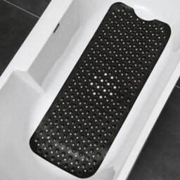 Black 100X40Cm Extra Large Non-Slip Bath & Shower Mat With Strong Suction Cups Anti-Mould Rubber - thumbnail 1
