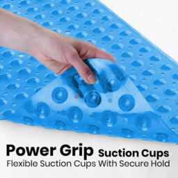 Black 100X40Cm Extra Large Non-Slip Bath & Shower Mat With Strong Suction Cups Anti-Mould Rubber - thumbnail 6