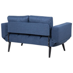 Beliani Sofa Bed 2 Seater Brekke Fabric Navy Blue - thumbnail 5