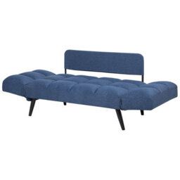 Beliani Sofa Bed 2 Seater Brekke Fabric Navy Blue - thumbnail 6