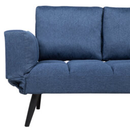 Beliani Sofa Bed 2 Seater Brekke Fabric Navy Blue - thumbnail 7