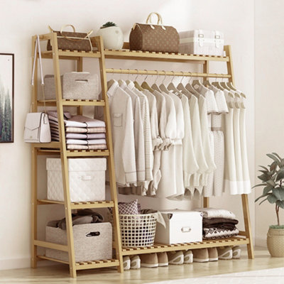 Living And Home Clothes Hanging Heavy Duty Rack With Top Shelf And Shoe Clothing Storage Shelves 110Cm W X 140Cm H - image 1