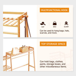 Living And Home Clothes Hanging Heavy Duty Rack With Top Shelf And Shoe Clothing Storage Shelves 110Cm W X 140Cm H - thumbnail 3