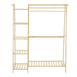 Living And Home Clothes Hanging Heavy Duty Rack With Top Shelf And Shoe Clothing Storage Shelves 110Cm W X 140Cm H - thumbnail 6
