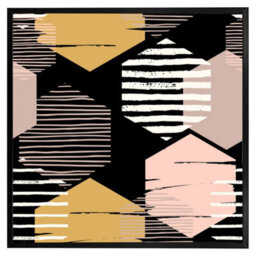 "Andrew Lee Yellow, White & Pink Hexagons (Picutre Frame) / 12X12"" / Oak" - thumbnail 9