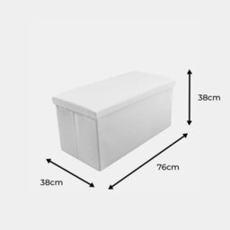Home Republic Faux Leather Storage Ottoman - Two Seater White - thumbnail 2