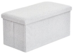 Home Republic Faux Leather Storage Ottoman - Two Seater White