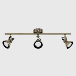 Valuelights Brunel 3 Way Adjustable Domed Heads Straight Bar Ceiling Spotlight Antique Brass Finish - thumbnail 4