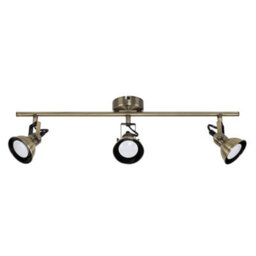 Valuelights Brunel 3 Way Adjustable Domed Heads Straight Bar Ceiling Spotlight Antique Brass Finish