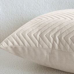 Ameha Beige Embossed Velvet Cushions Set, 18X18 Inch, Includes 2 Filled Cushions & 2 Covers, Breathable & Anti Allergic - thumbnail 8
