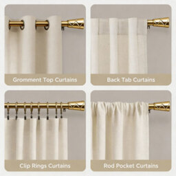 Oxford Homeware Satin Antique Brass Effect Extendable Curtain Pole With Metal Cylinder Finials, (L)1600mm-3000mm (Dia) 28mm - thumbnail 6