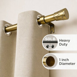 Oxford Homeware Satin Antique Brass Effect Extendable Curtain Pole With Metal Cylinder Finials, (L)1600mm-3000mm (Dia) 28mm - thumbnail 7