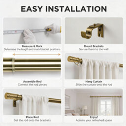 Oxford Homeware Satin Antique Brass Effect Extendable Curtain Pole With Metal Cylinder Finials, (L)1600mm-3000mm (Dia) 28mm - thumbnail 3