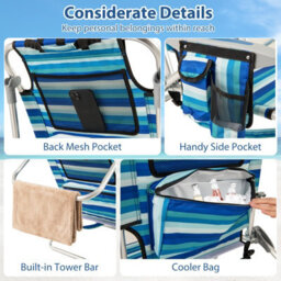 Gainoom Folding Beach Chair Portable Lightweight Aluminum Frame Low Sand Chair Outdoor Lounge Recliner - thumbnail 9