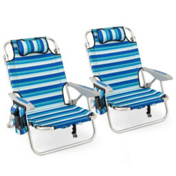 Gainoom Folding Beach Chair Portable Lightweight Aluminum Frame Low Sand Chair Outdoor Lounge Recliner - thumbnail 1