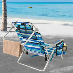 Gainoom Folding Beach Chair Portable Lightweight Aluminum Frame Low Sand Chair Outdoor Lounge Recliner - thumbnail 4