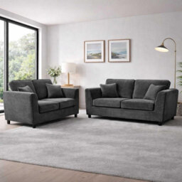 Furnishings For Less UK Ascot 3 + 2 Seater Sofa Set Chenille Fabric Charcoal - thumbnail 1