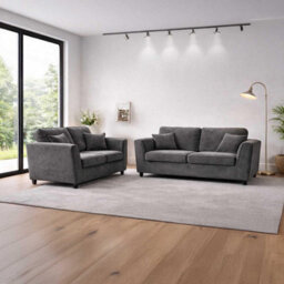Furnishings For Less UK Ascot 3 + 2 Seater Sofa Set Chenille Fabric Charcoal - thumbnail 2