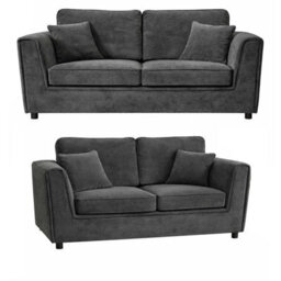 Furnishings For Less UK Ascot 3 + 2 Seater Sofa Set Chenille Fabric Charcoal - thumbnail 3