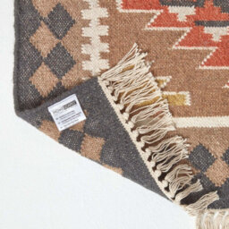 Homescapes Jaipur Handwoven Brown And Orange Patterned Kilim Wool Rug, 120 X 170 Cm - thumbnail 5