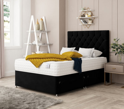 Bed Choices Monaco Plush Velvet Divan Bed With Mattress, Headboard & 4 Storage Drawers  - Super King - image 1