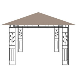 Berkfield Gazebo With Mosquito Net&led String Lights 4X3X2.73 M Taupe - thumbnail 7