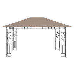 Berkfield Gazebo With Mosquito Net&led String Lights 4X3X2.73 M Taupe - thumbnail 6