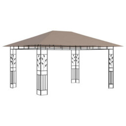 Berkfield Gazebo With Mosquito Net&led String Lights 4X3X2.73 M Taupe - thumbnail 5