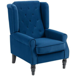 Blue Accent Chair Wingback Armchair With Wood Frame For Living Room - thumbnail 3