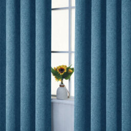 Bedlooms Blue Linen Curtain 100% Blackout Thermal Insulated Eyelet Curtain (Pair) 66 X 72 Inches With Tie Back Two - thumbnail 8