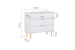 Birlea Zara White 3 Drawer Chest Fluted Bedroom Storage - thumbnail 7