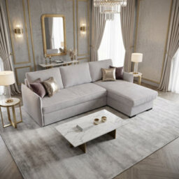 Megan Living Room Corner Sofa Bed With Storage Polyurethane Foam Wave Spring Wooden Frame 220X90X160Cm White