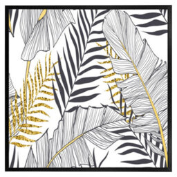 "Andrew Lee Gold & Black Leaves (Picutre Frame) / 12X12"" / Brown" - thumbnail 8