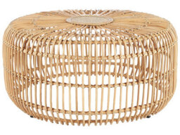 Beliani Boho Rattan Round Coffee Table 85 Cm Handmade, Iron Frame, Beige, Indoor And Sheltered Outdoor Use - thumbnail 1
