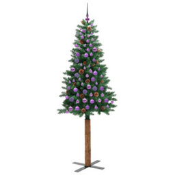 Vidaxl Slim Christmas Tree Green 210 Cm Pvc And Solid Pine Wood - thumbnail 4