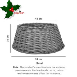 Natural Wicker Christmas Tree Skirt Grey Small 40X58X26Cm Decorative Base Cover For Artificial Or Real Trees Rustic Finish - D58 - thumbnail 5