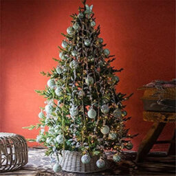 Natural Wicker Christmas Tree Skirt Grey Small 40X58X26Cm Decorative Base Cover For Artificial Or Real Trees Rustic Finish - D58 - thumbnail 4